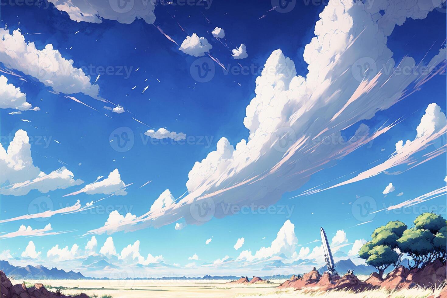 pintura do uma panorama com nuvens dentro a céu. generativo ai. foto