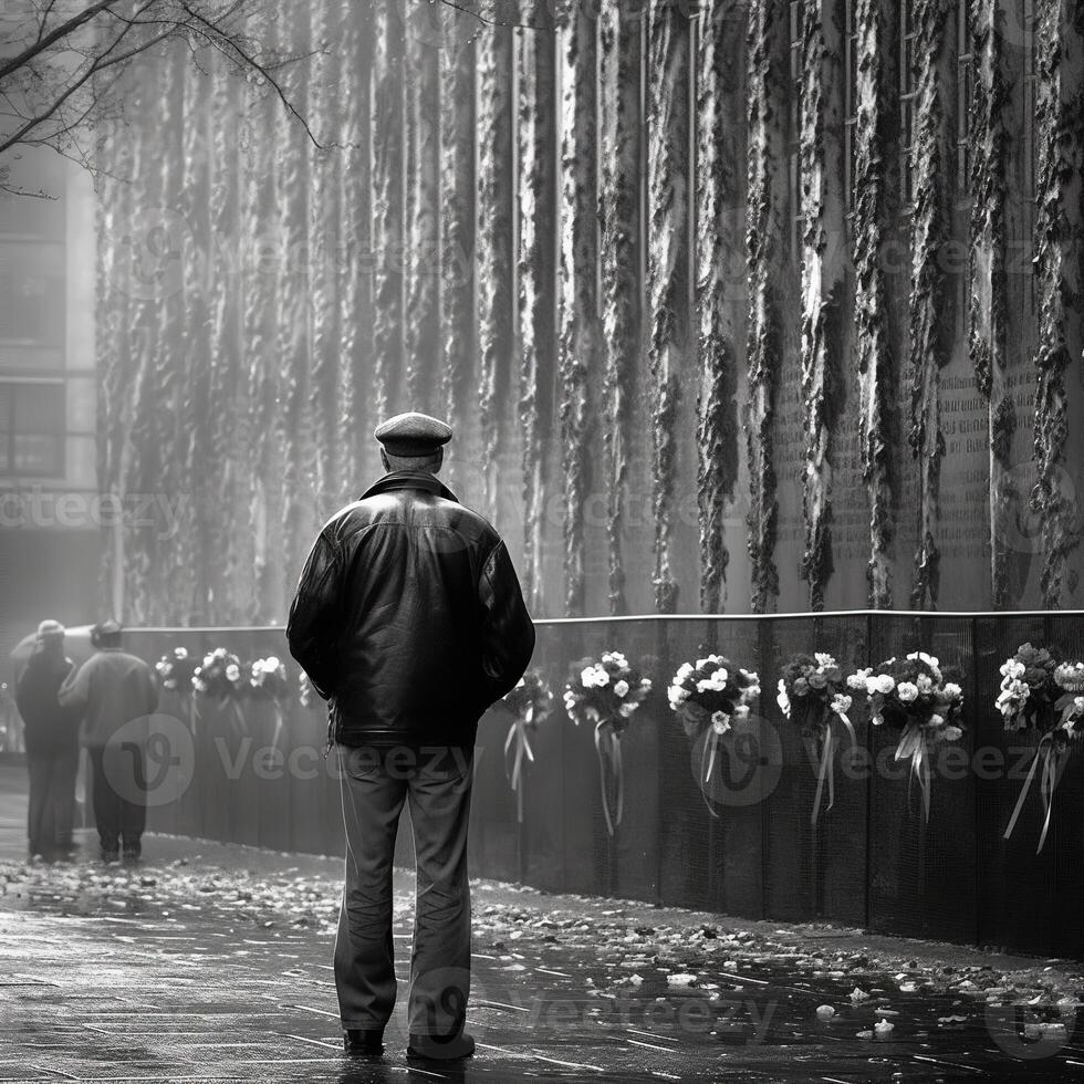 911 patriótico dia. setembro 11 memorial, terra zero. nós vai Nunca esquecer. ai gerado. foto