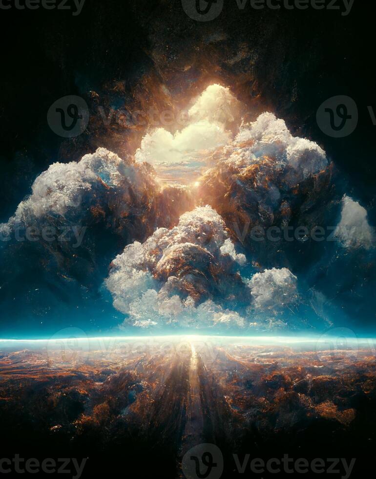 a imagem do uma enorme explosão dentro a céu. generativo ai. foto