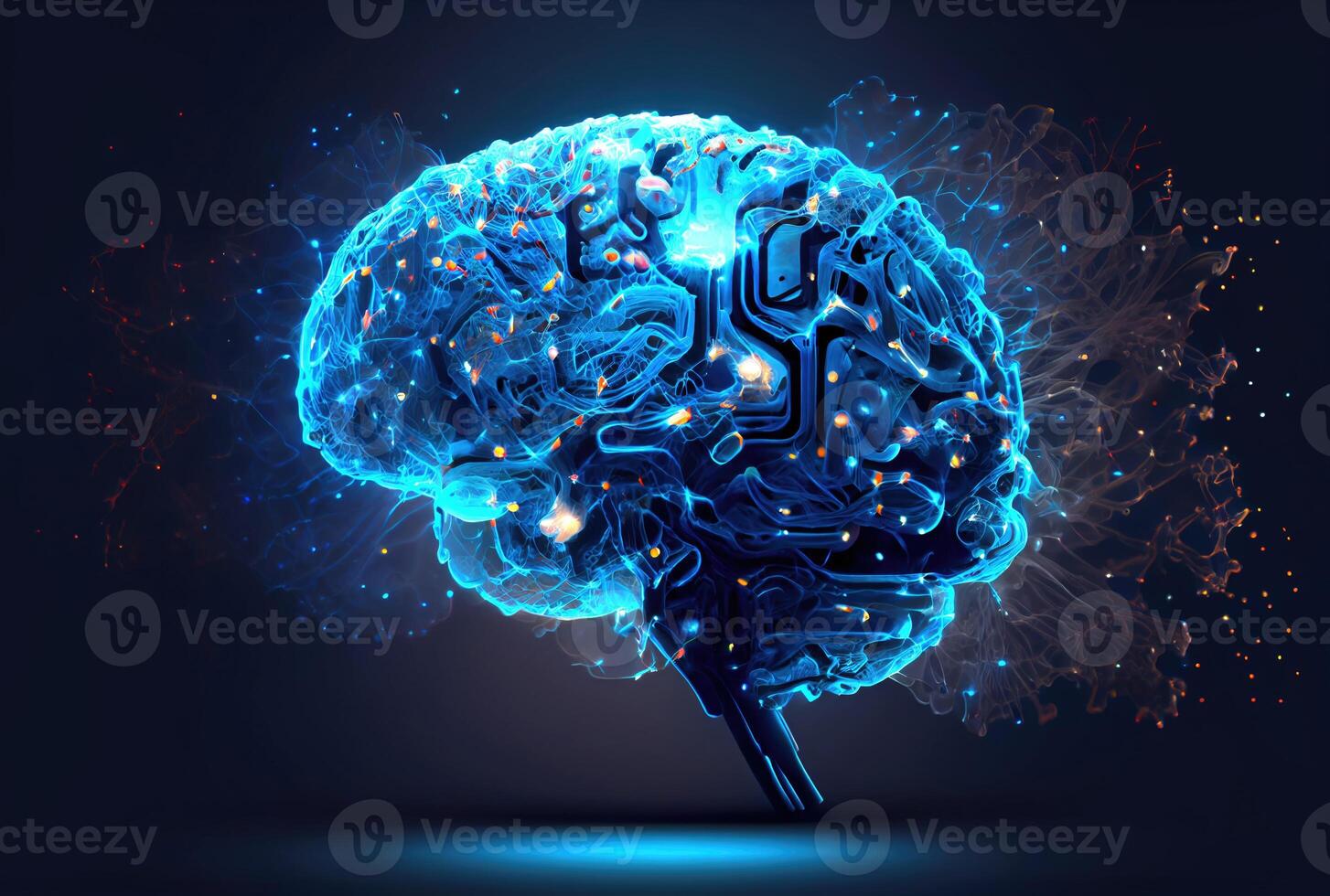 nervoso sistema dentro a humano cérebro é alimentado de artificial inteligência. o negócio e médico saúde conceito. generativo ai foto