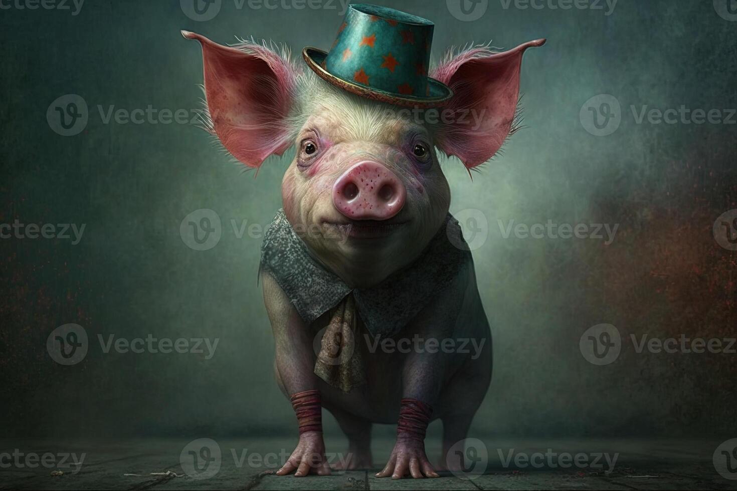 porco palhaço circo animal ilustração generativo ai foto