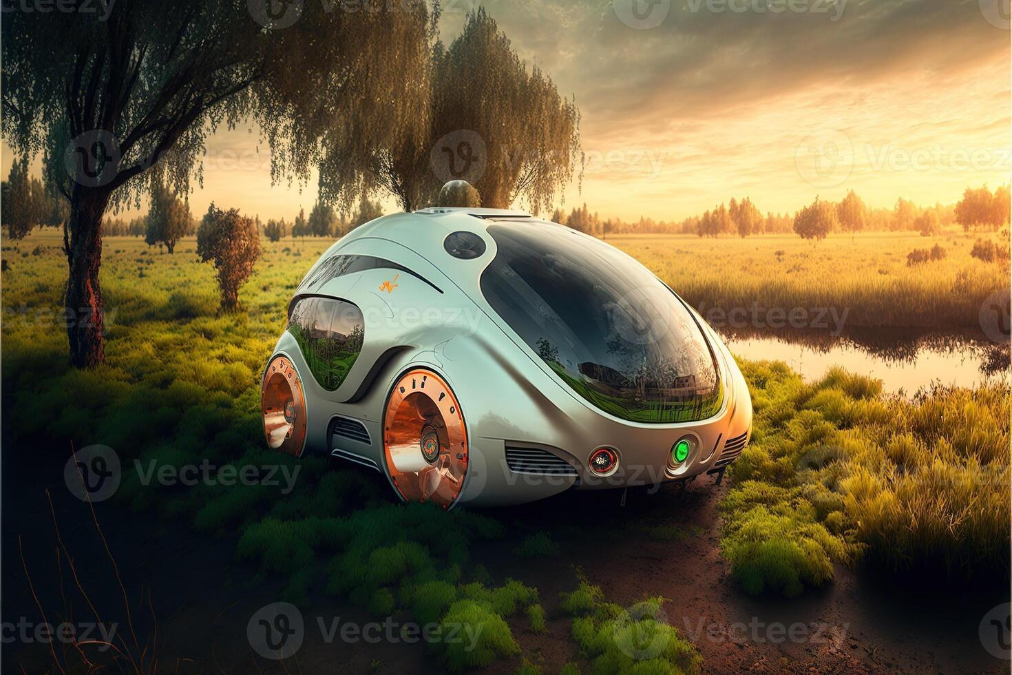 eco carro do a futuro ilustração generativo ai foto