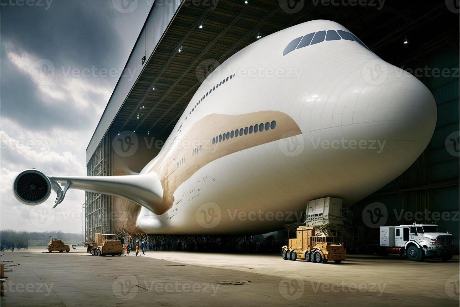 mundo maior passageiro avião do a futuro enorme três decks cabine ilustração generativo ai foto