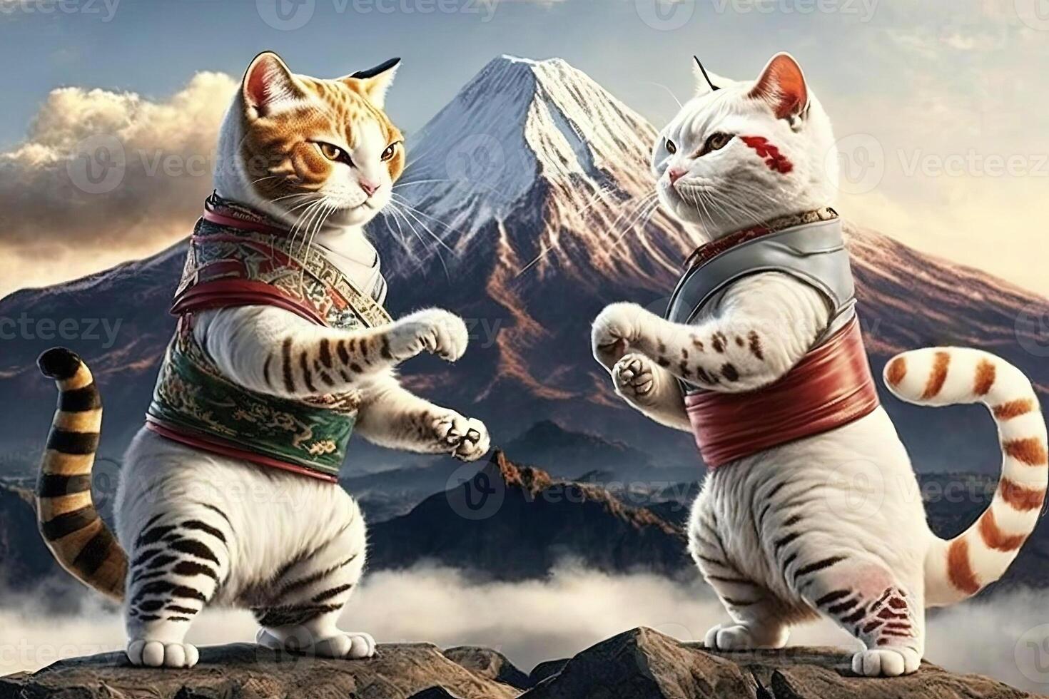 kung fu Kat gato ilustração generativo ai foto