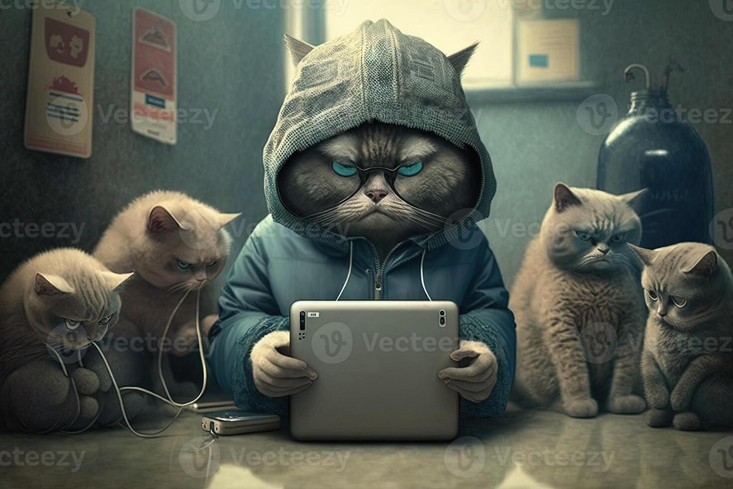 gato gênio do social rede ilustração generativo ai foto