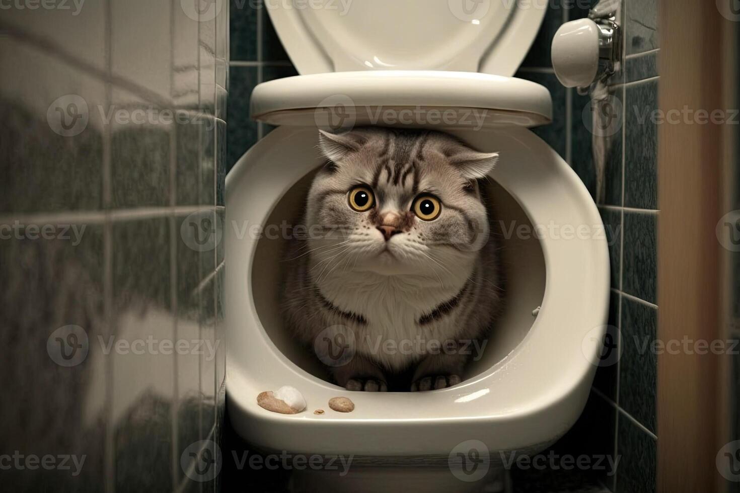 gato usando banheiro ilustração generativo ai foto