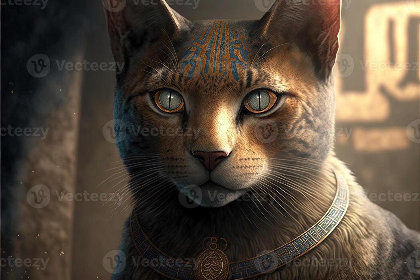 egípcio hieróglifos gatos cinematográfico ilustração generativo ai foto
