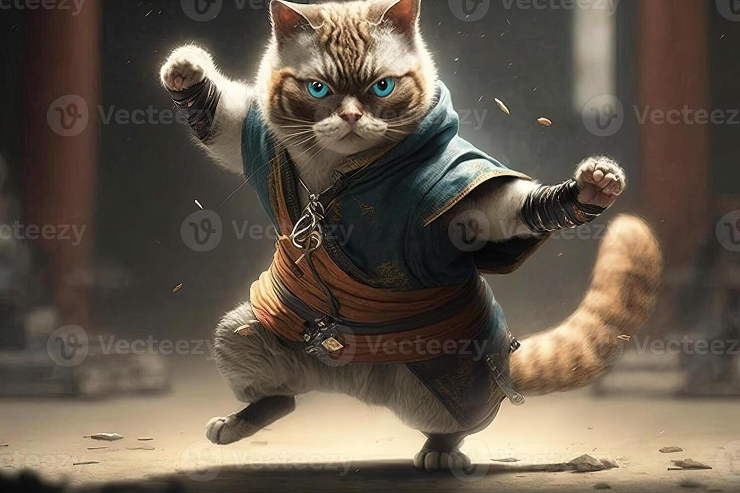 kung fu Kat gato ilustração generativo ai foto