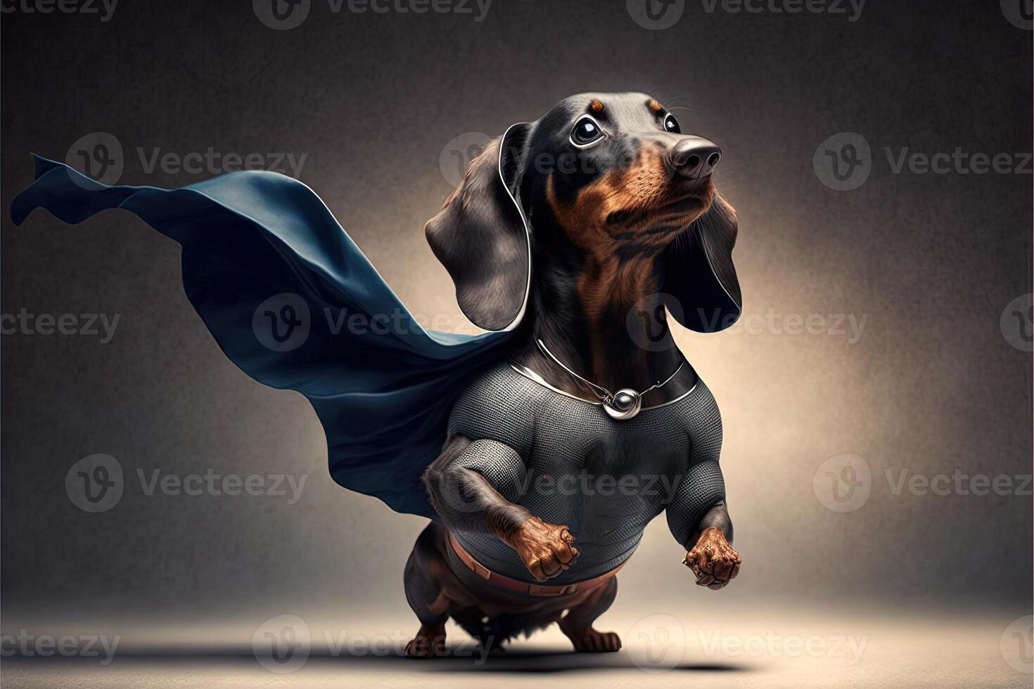 dachshund cachorro super herói Super Cão ilustração generativo ai foto