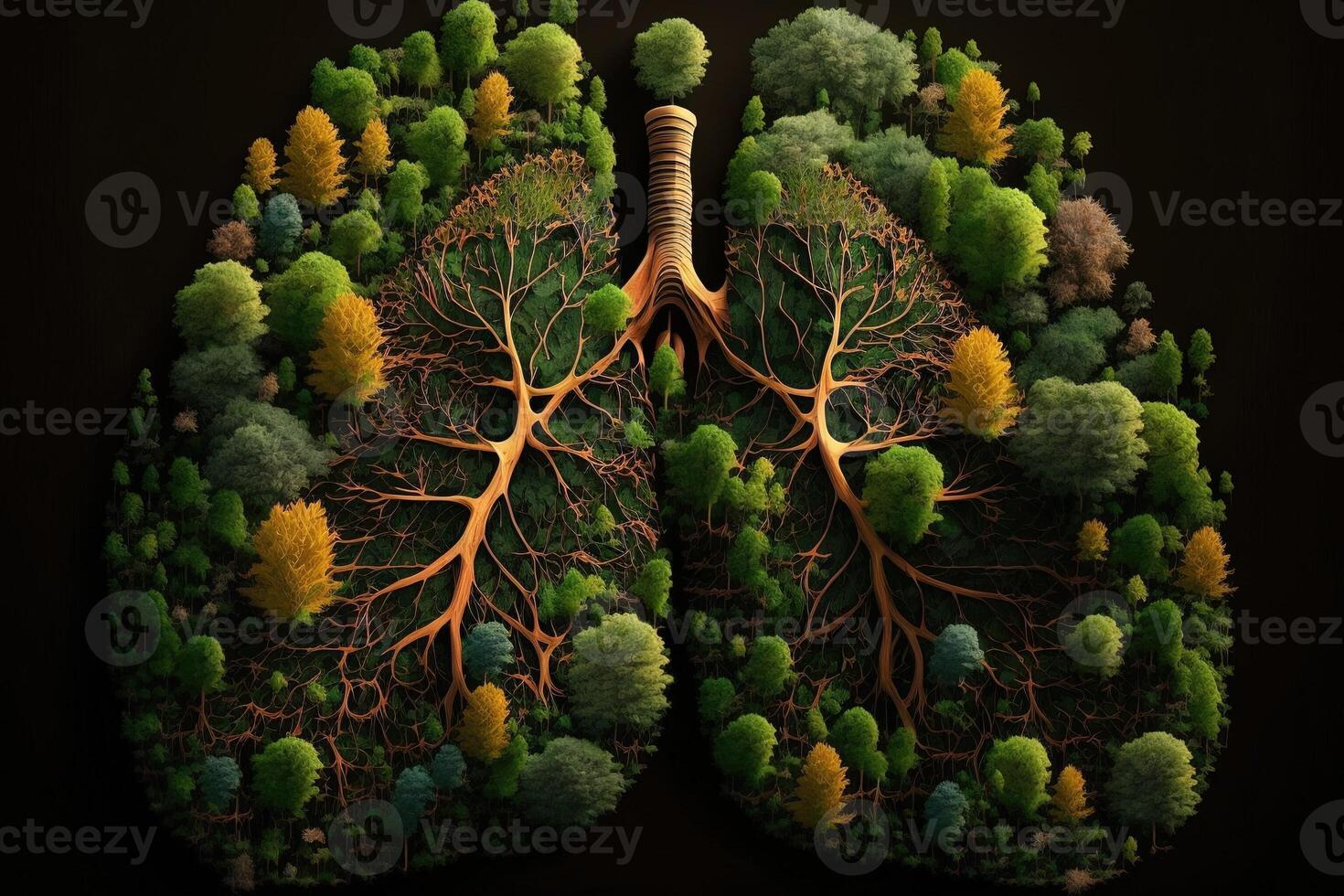 desmatamento Como humano pulmões forma topo Visão ilustração generativo ai foto