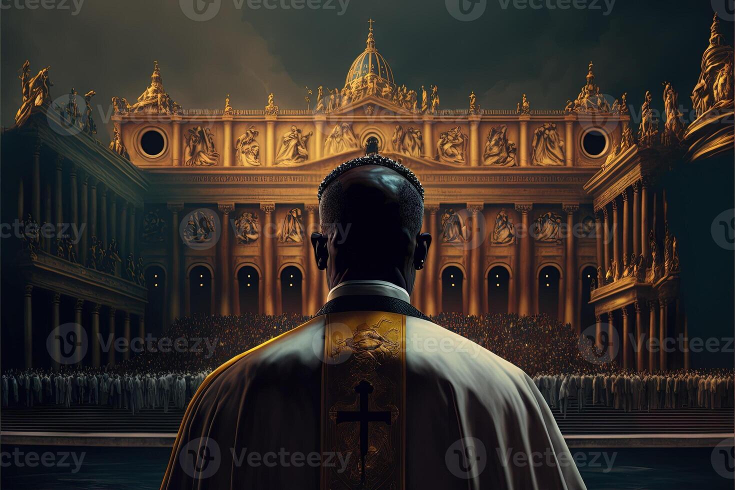 Preto papa somente eleito dentro Vaticano ilustração generativo ai foto