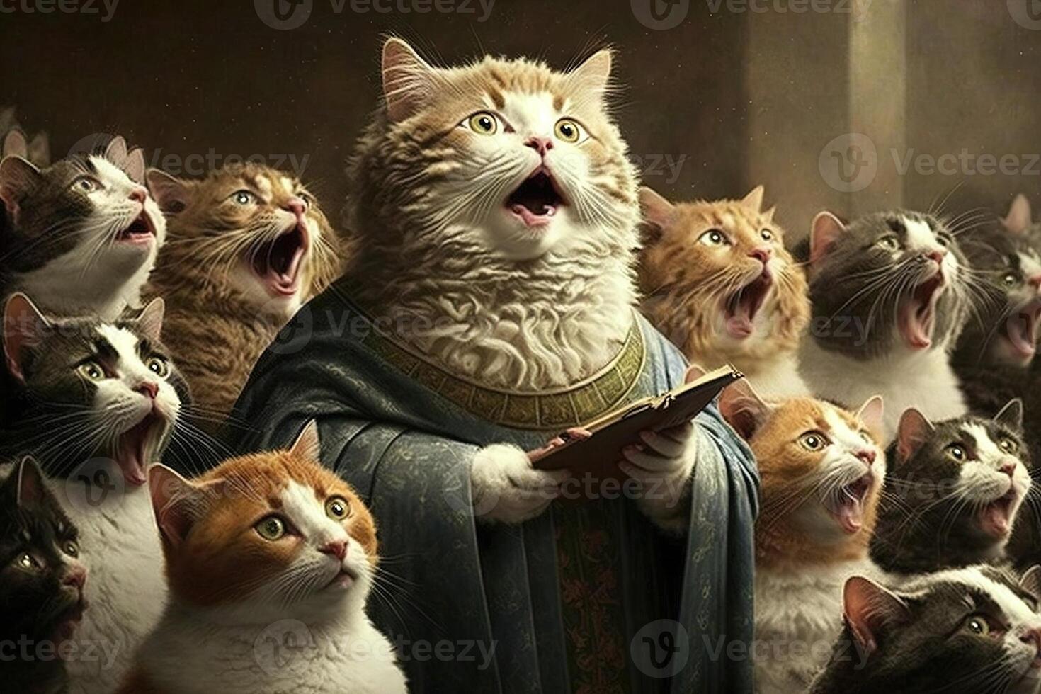 Evangelho coro fez do gatos ilustração generativo ai foto