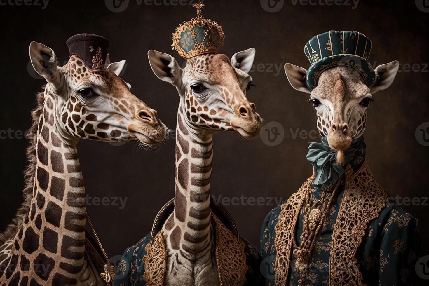 girafa animais vestido dentro vitoriano era roupas ilustração generativo ai foto