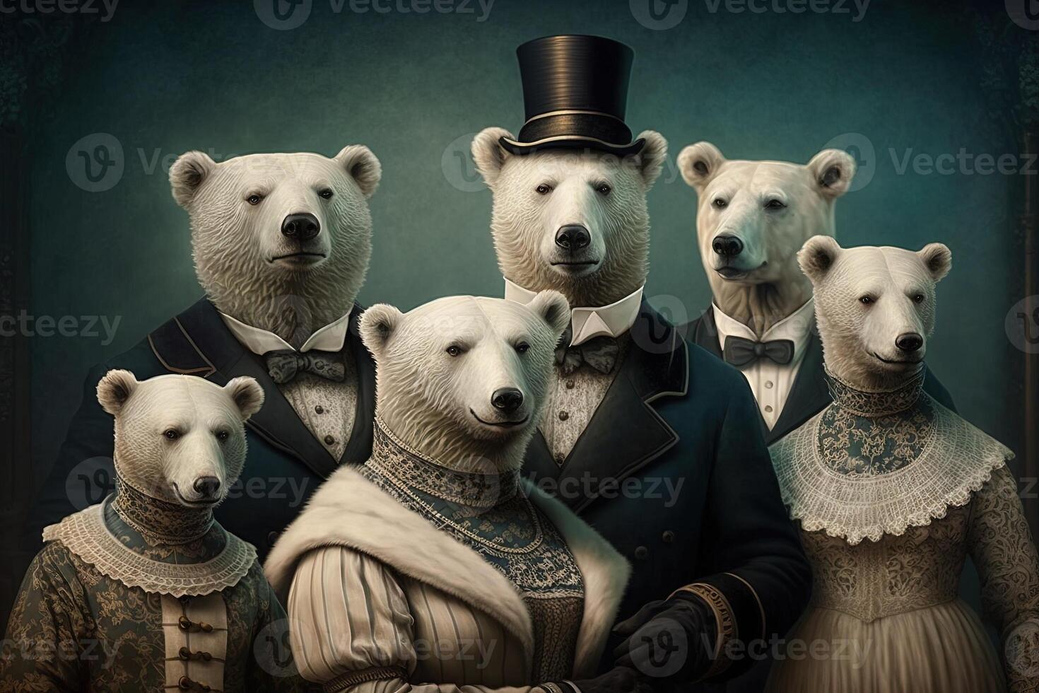 polar Urso animais vestido dentro vitoriano era roupas ilustração generativo ai foto