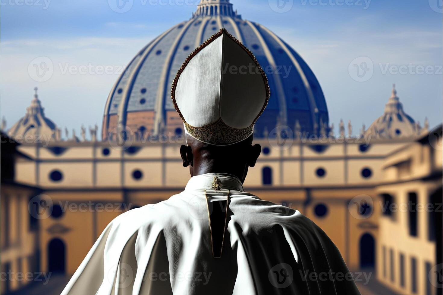 Preto papa somente eleito dentro Vaticano ilustração generativo ai foto