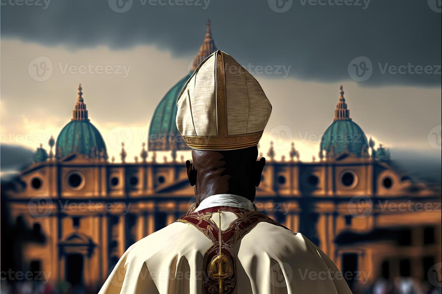 Preto papa somente eleito dentro Vaticano ilustração generativo ai foto