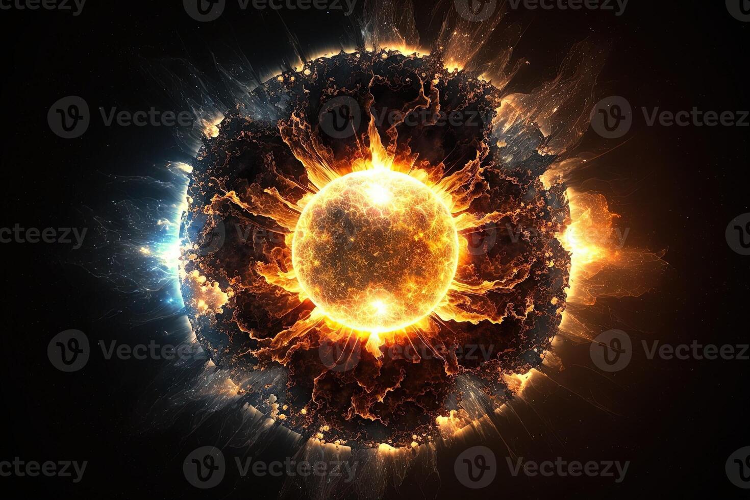 explodindo Sol ilustração generativo ai foto