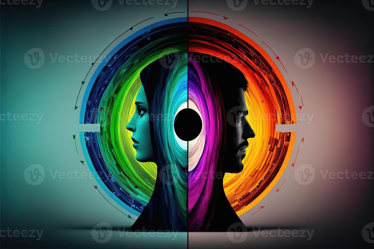 gênero espectro abstrato conceito do humano diversidade usando diferente cores ilustração generativo ai foto