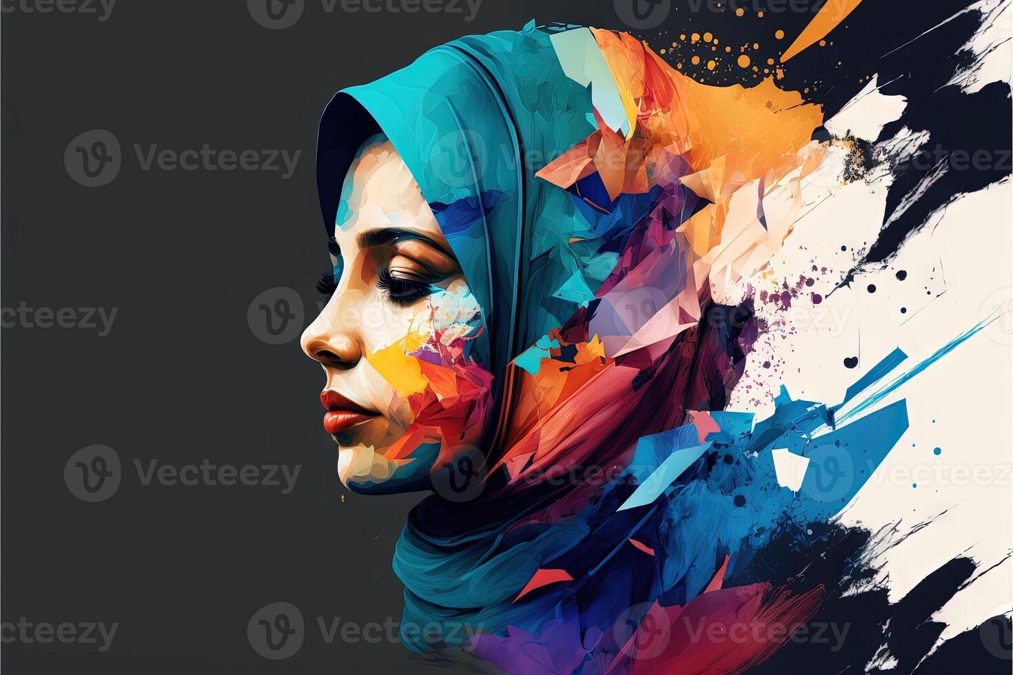 mundo hijab dia em fevereiro 1, hijab menina mulheres cabeça cobrir abstrato representação generativo ai foto