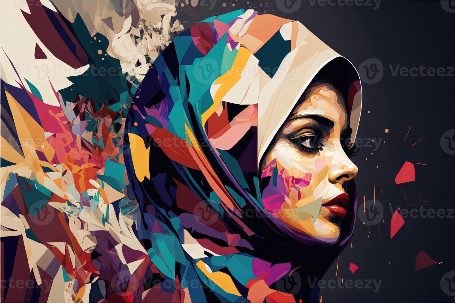 mundo hijab dia em fevereiro 1, hijab menina mulheres cabeça cobrir abstrato representação generativo ai foto