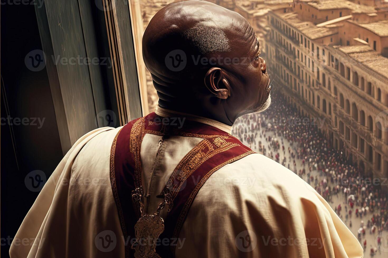 Preto papa somente eleito dentro Vaticano ilustração generativo ai foto