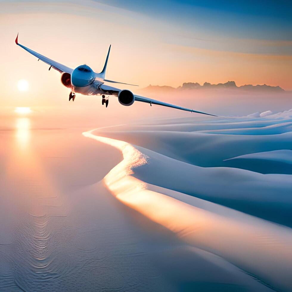 vôo avião dentro a céu. gerado ai foto