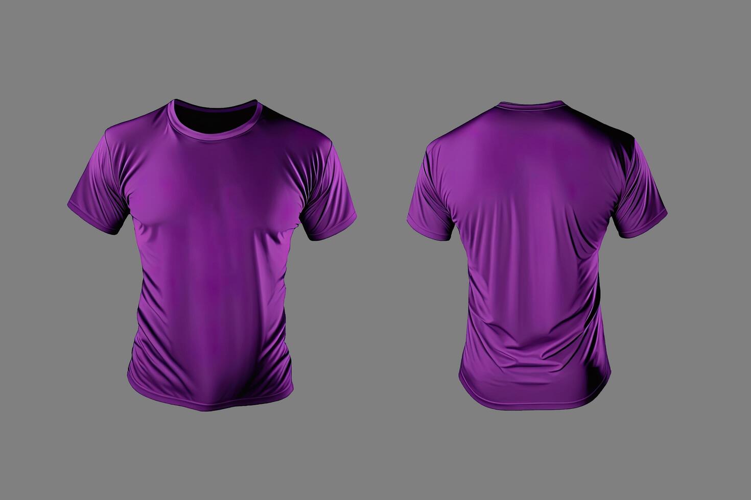 foto realista masculino roxa Camisetas com cópia de espaço, frente e costas visualizar. ai gerado