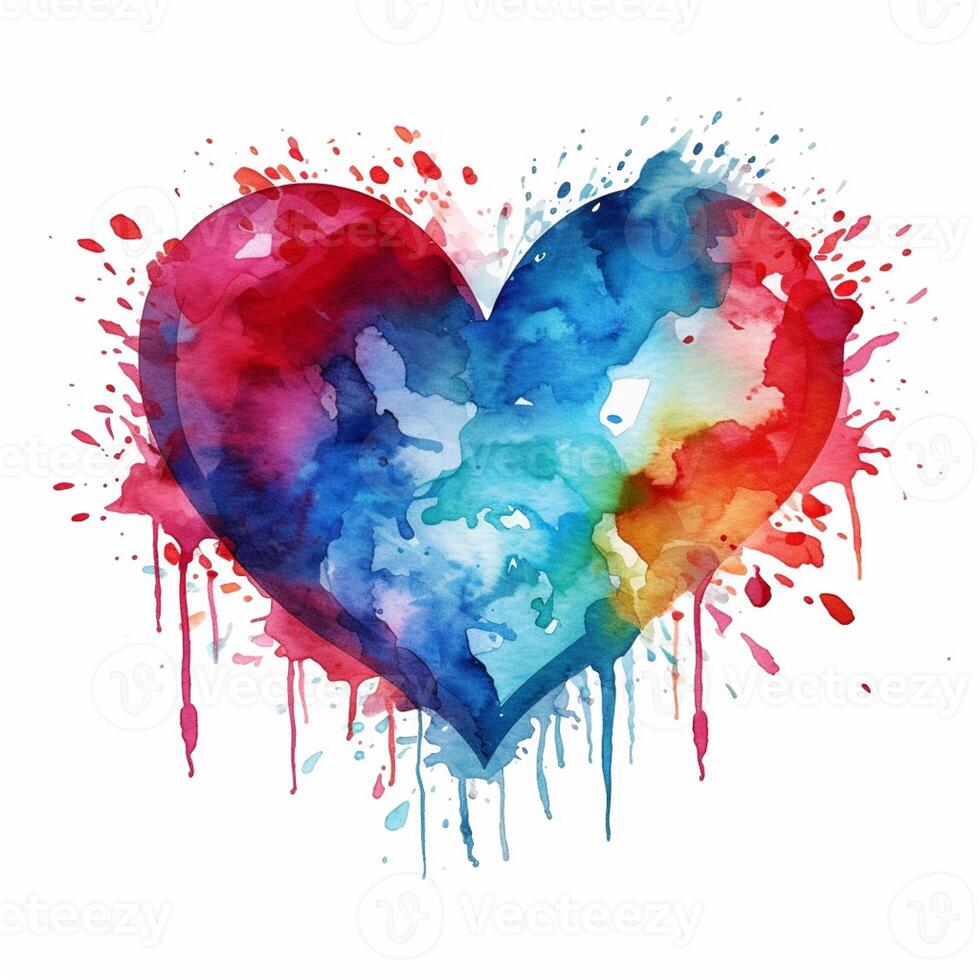 colorida aguarela coração ou multicolorido coração salpicos. ai generativo foto