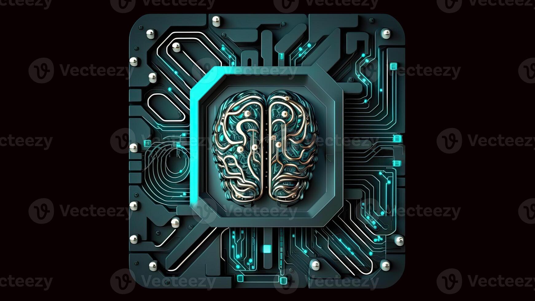 quantum Informática com humano cérebro e circuitos. generativo ai tecnologia. foto