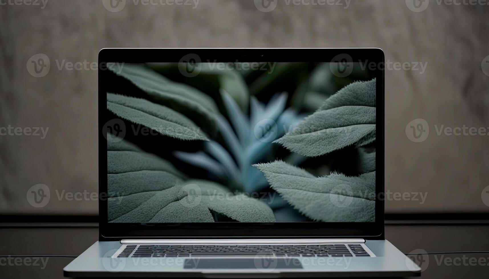 moderno escritório espaço com uma computador portátil, representando a idéia do produtividade e eficiência dentro casa negócios. generativo ai foto