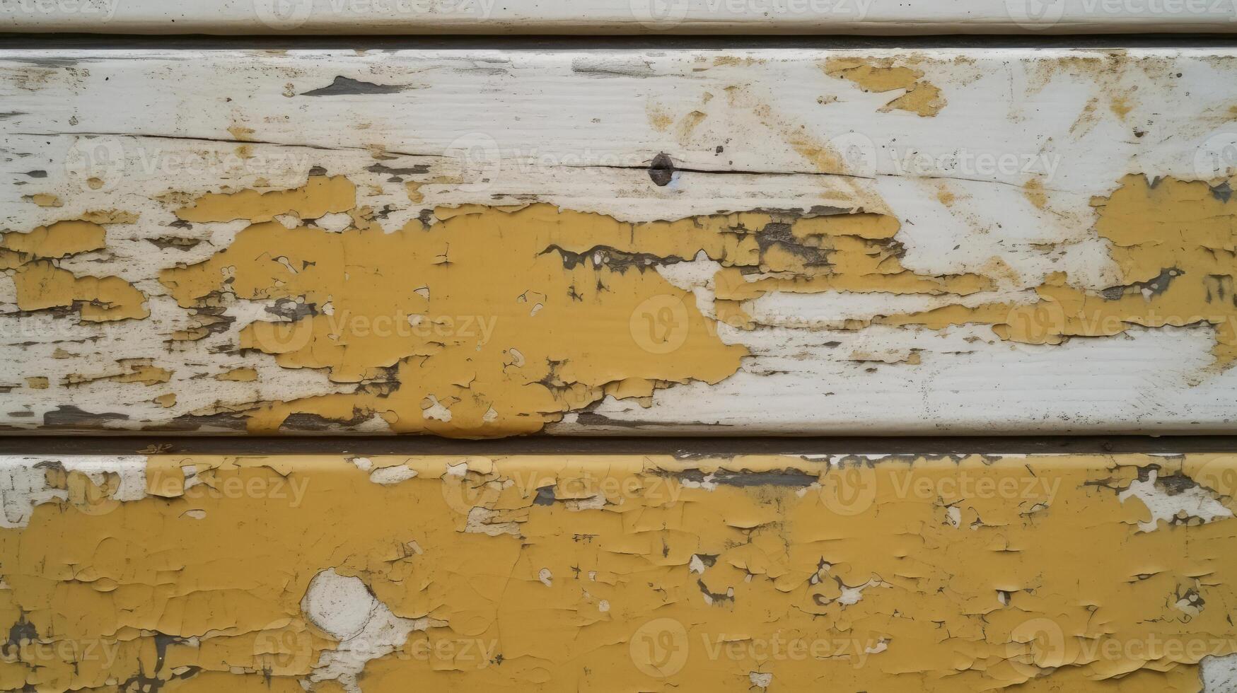 topo Visão do amarelo enferrujado pintura madeira textura fundo, generativo ai. foto