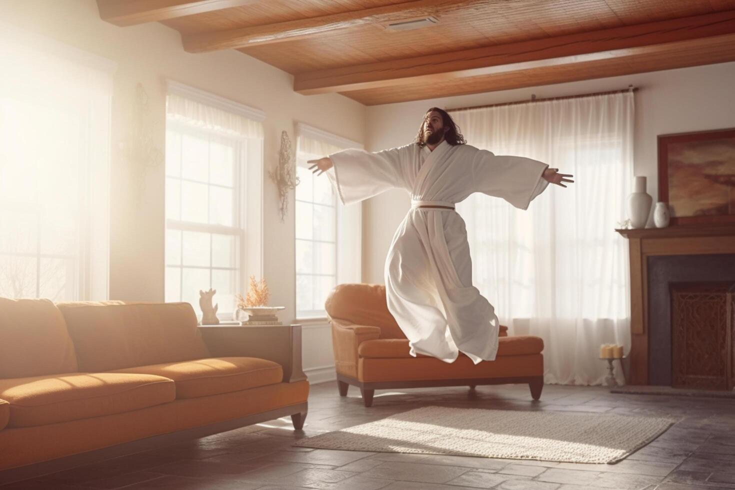 ascensão dia do Jesus Cristo ou ressurreição dia do filho do Deus. Boa sexta-feira. ascensão dia conceito dentro vivo quarto de ai gerado foto