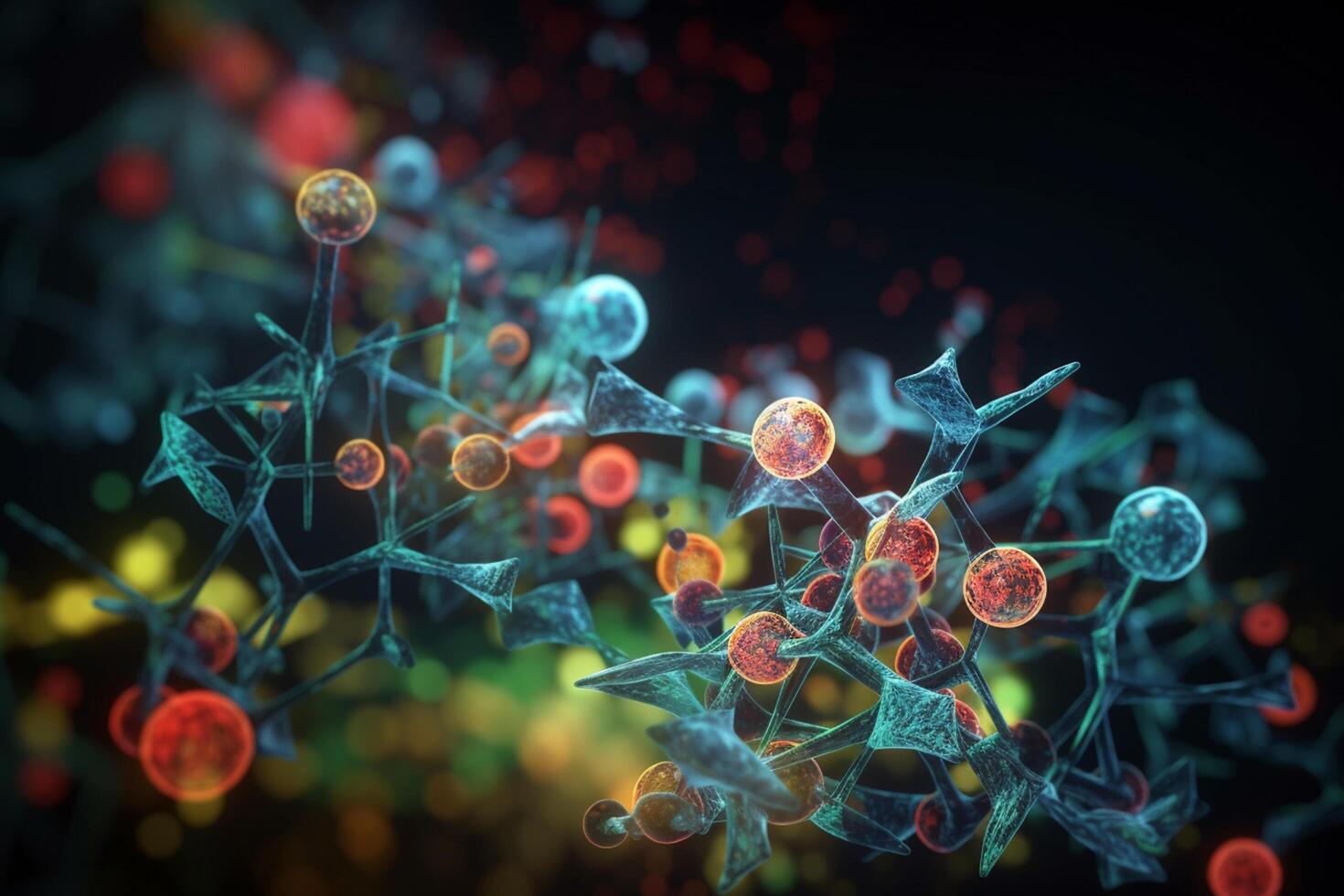 vibrante 3d ilustração do célula comunicação entre células ai gerado foto