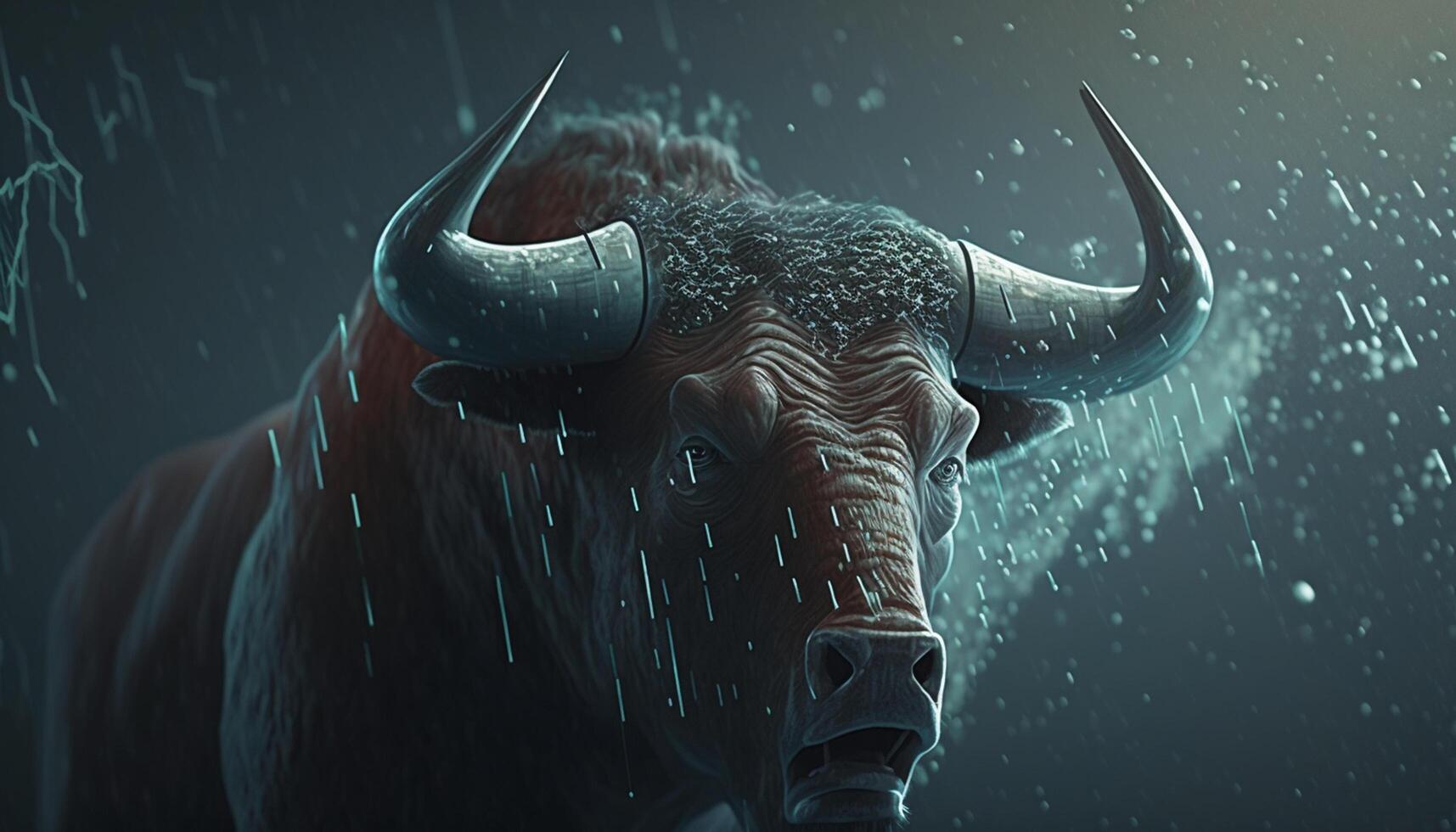 tempestuoso batida uma místico imagem do uma furioso touro durante uma estoque mercado batida ai gerado foto