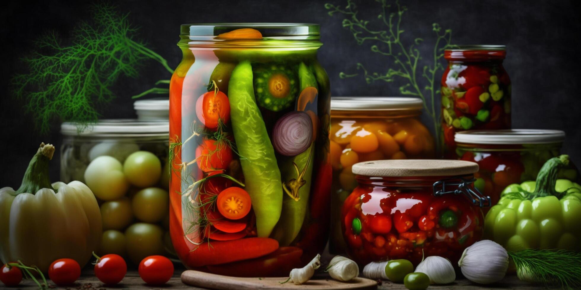 tradicional russo em conserva legumes uma honrado pelo tempo Comida preservação técnica ai gerado foto