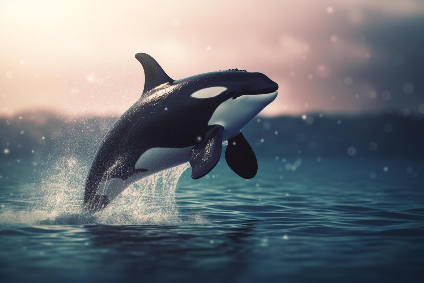 saltando orca majestoso assassino baleia dentro cheio voar ai gerado foto