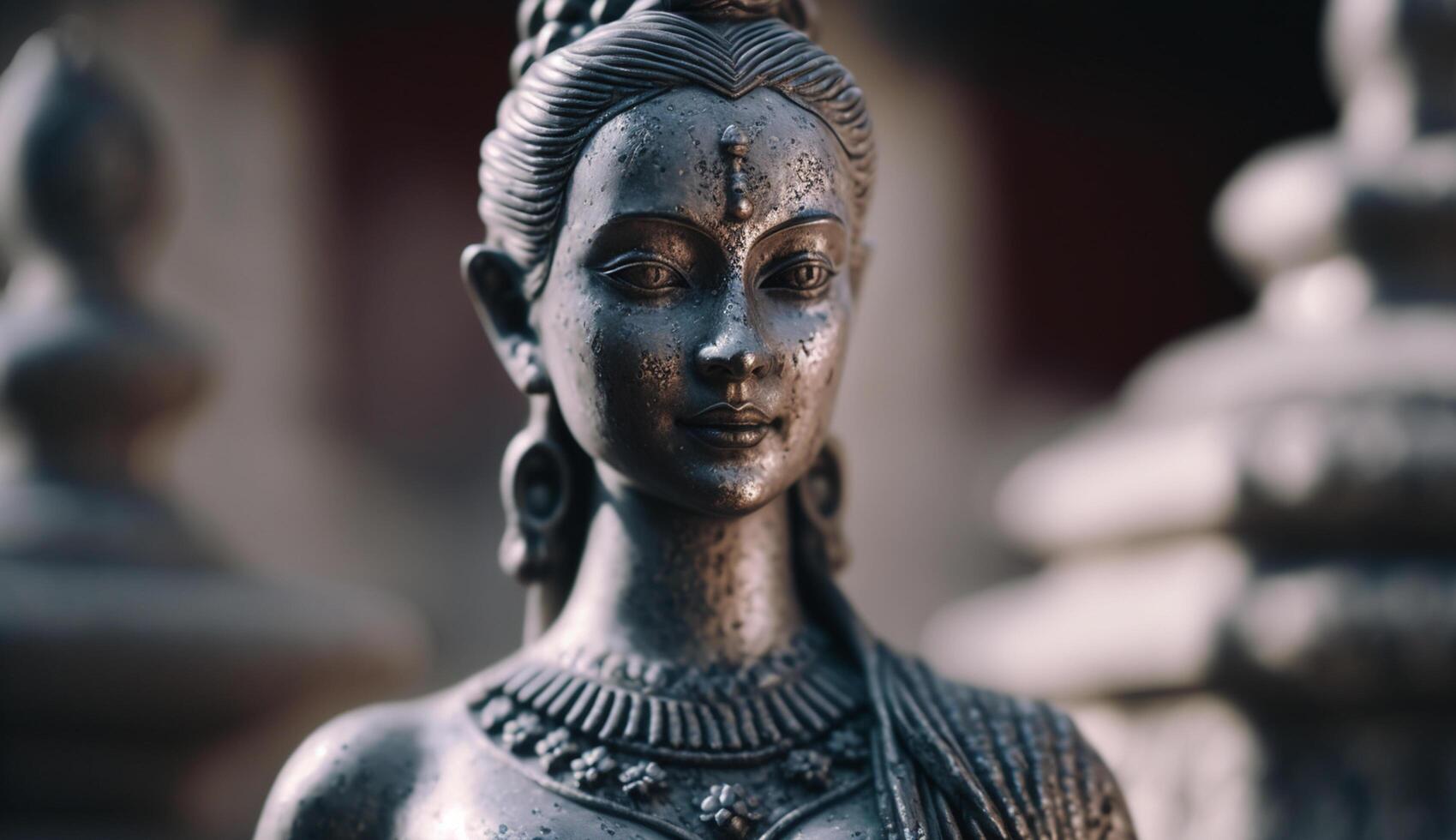 uma deslumbrante pedra escultura do ahalya, esposa do a vidente gautama, retratado dentro requintado detalhe ai gerado foto