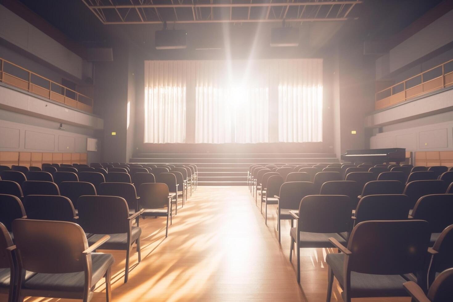 ecos do a passado a esvaziar auditório esperando para estar preenchidas com recordações ai gerado foto