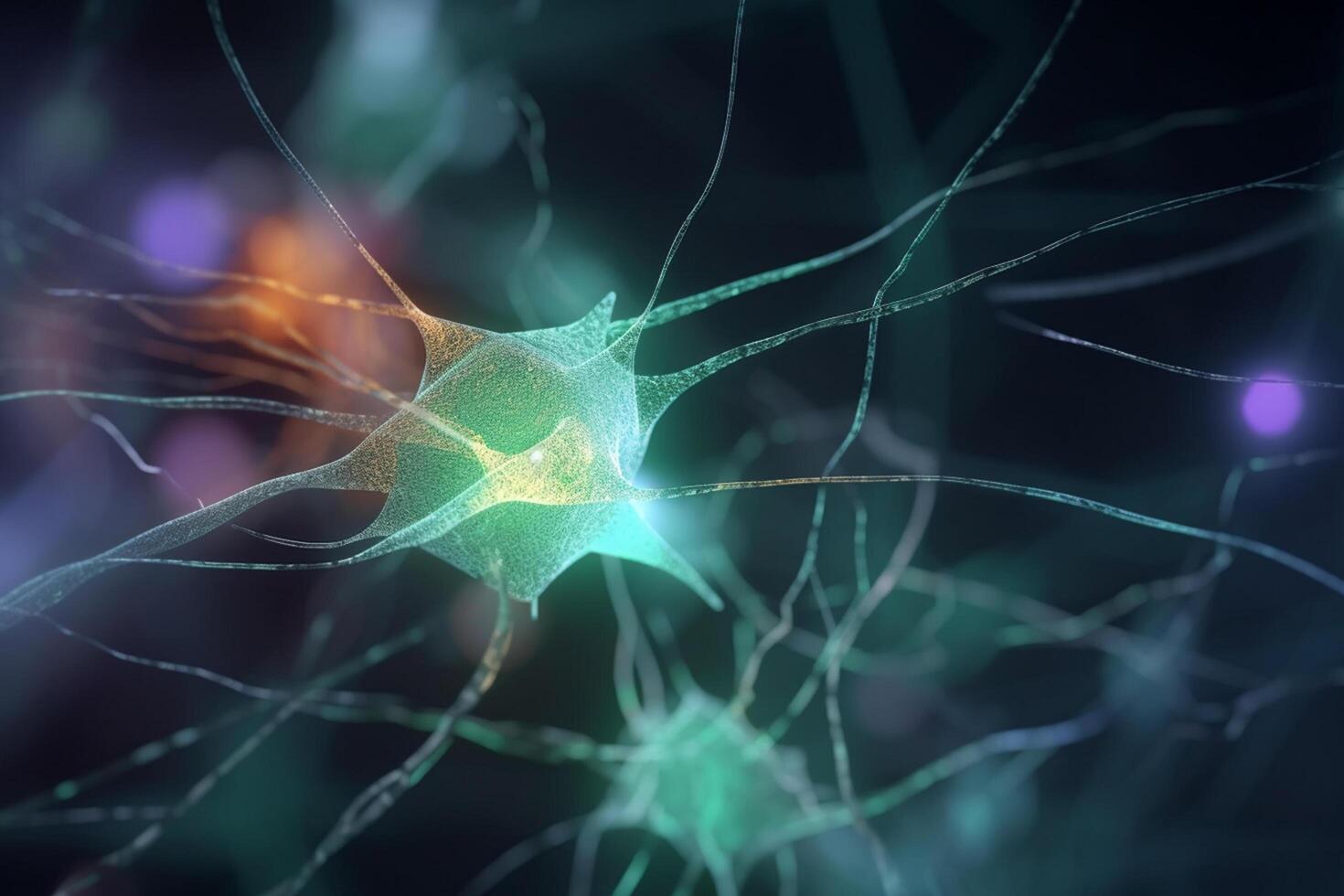 vibrante 3d ilustração do a bioquímico processo do nervo impulsos ai gerado foto