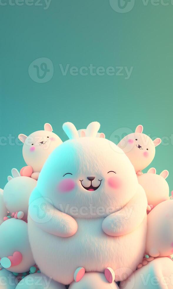 3d render do adorável fofo gordo coelhos personagens e cópia de espaço. feliz Páscoa dia concept.3d render do adorável fofo gordo coelhos personagens e cópia de espaço. feliz Páscoa dia conceito. foto