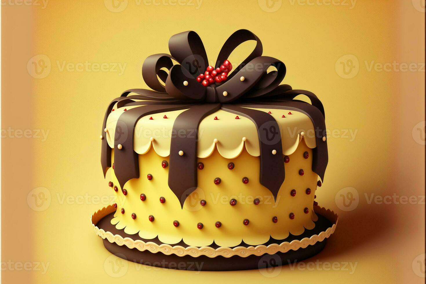 3d renderizar, lindo colorida bolo com chocolate maluco arco. foto