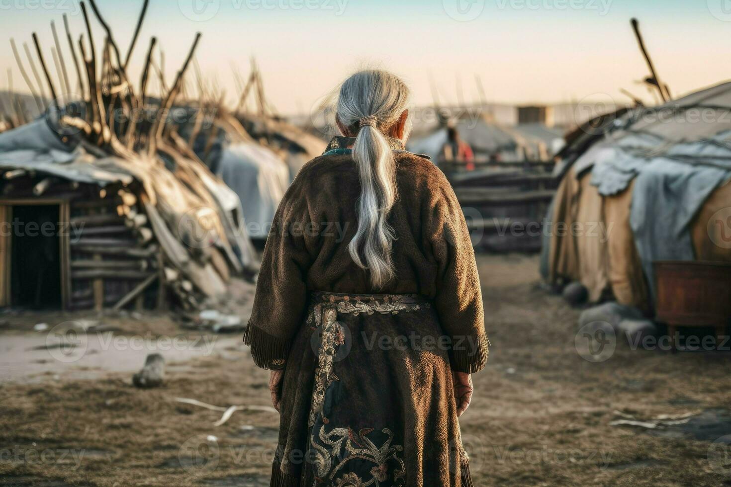 mongol antigo velho mulher. gerar ai foto