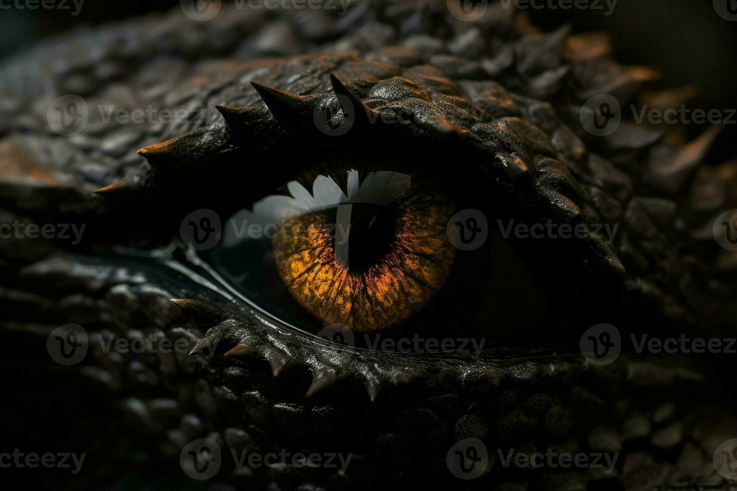 Preto Dragão olho. gerar ai foto