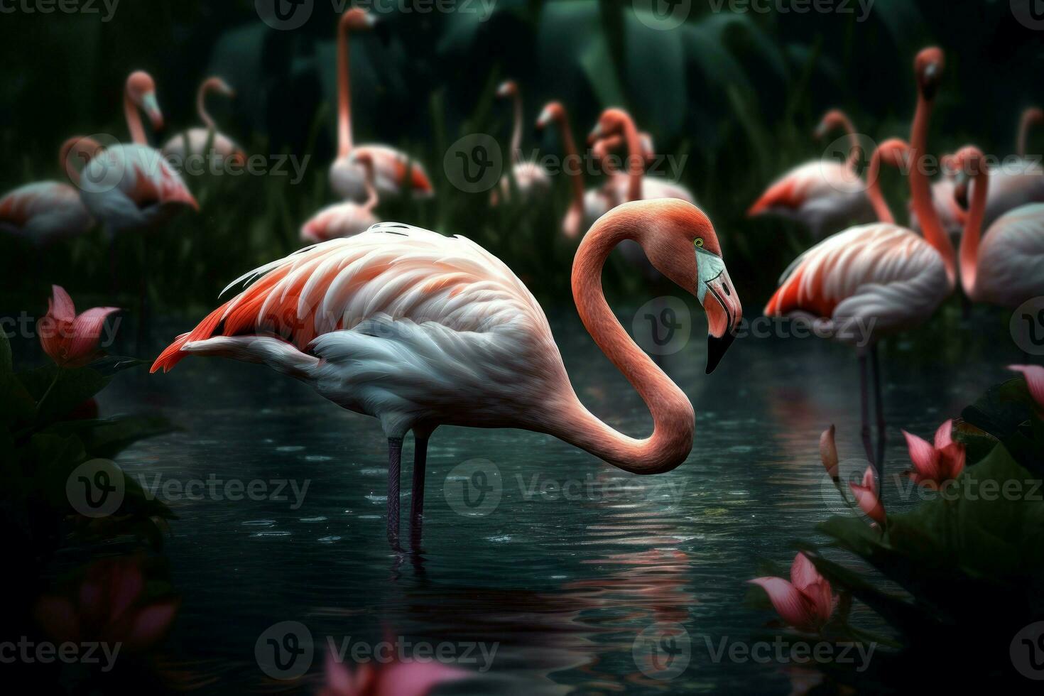 Rosa flamingo. gerar ai foto