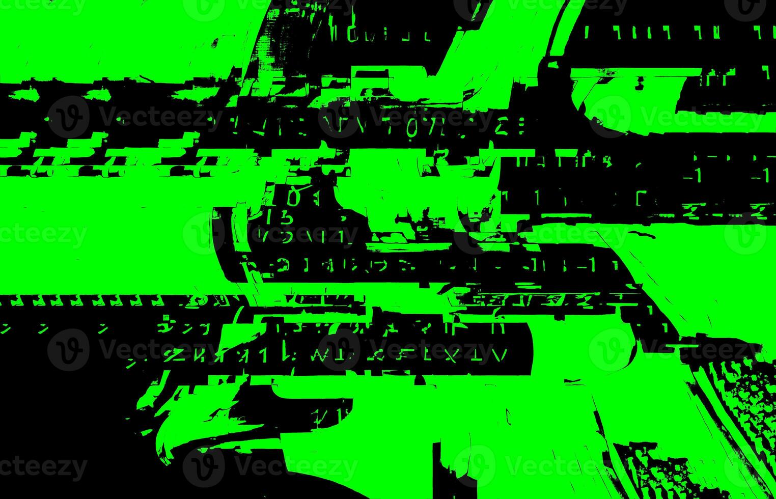 elétrico matriz futurista cyberpunk Projeto com brilhante verde e Preto falha efeito, néon luz trilhas, e grunge texturas foto