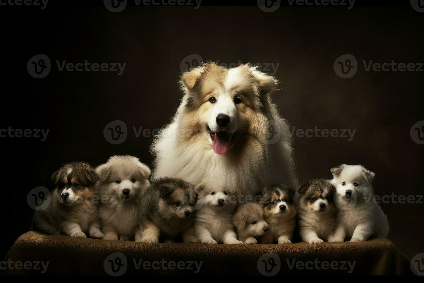 cachorro mãe com engraçado cachorros. gerar ai foto