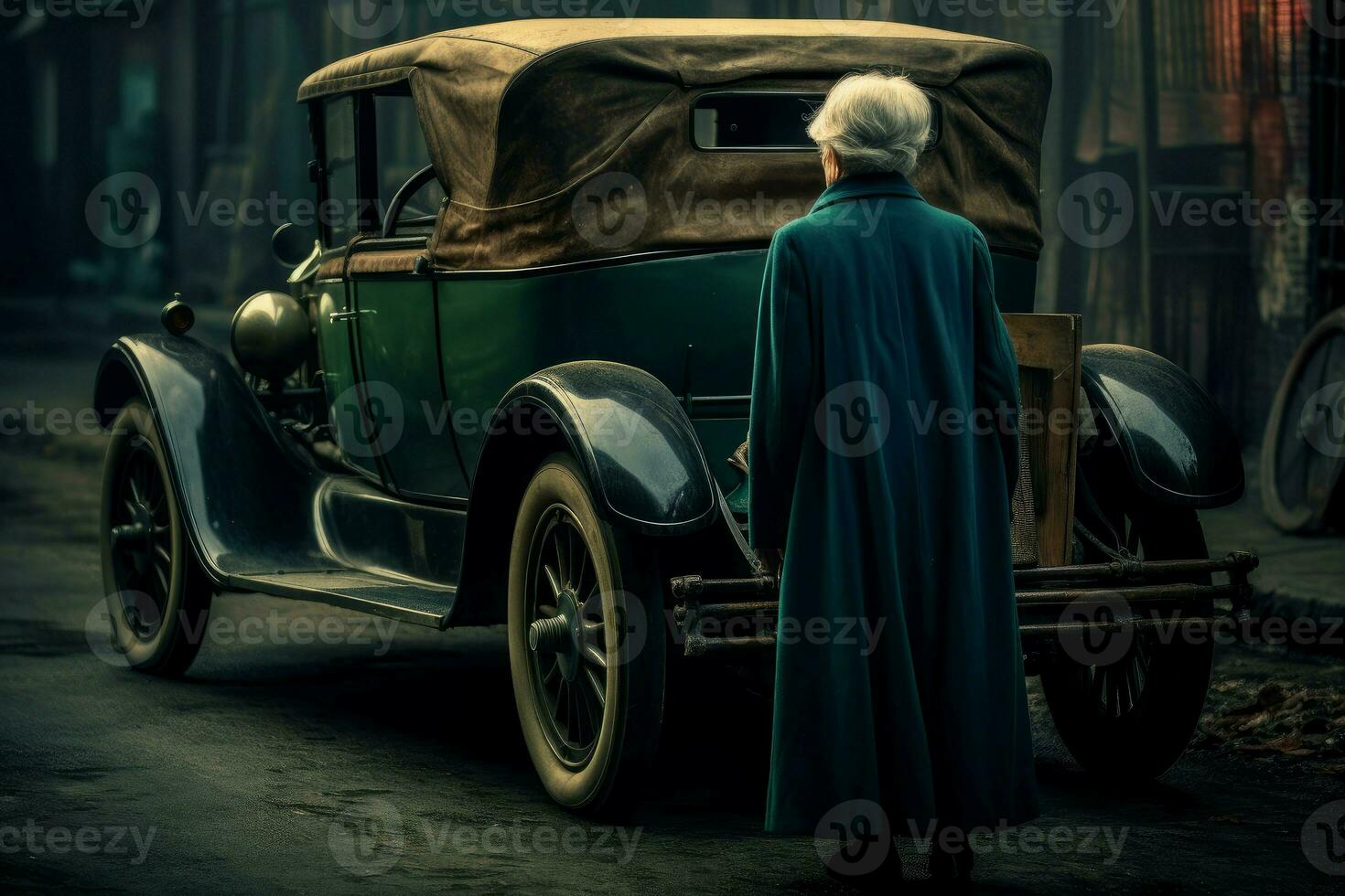 americano velho mulher carro 1920 ano. gerar ai foto