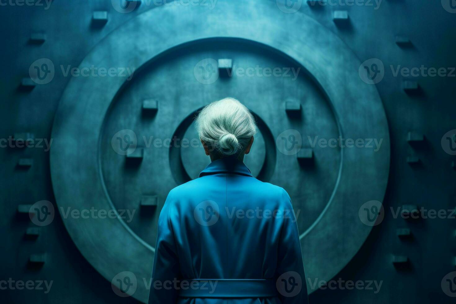 moderno velho mulher subterrâneo bunker. gerar ai foto