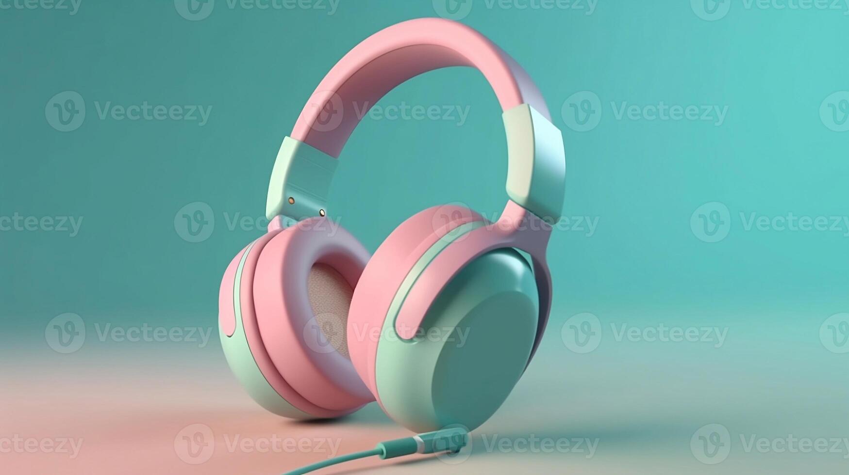 3d Renderização do fones de ouvido em pastel fundo. música conceito. generativo ai foto. foto