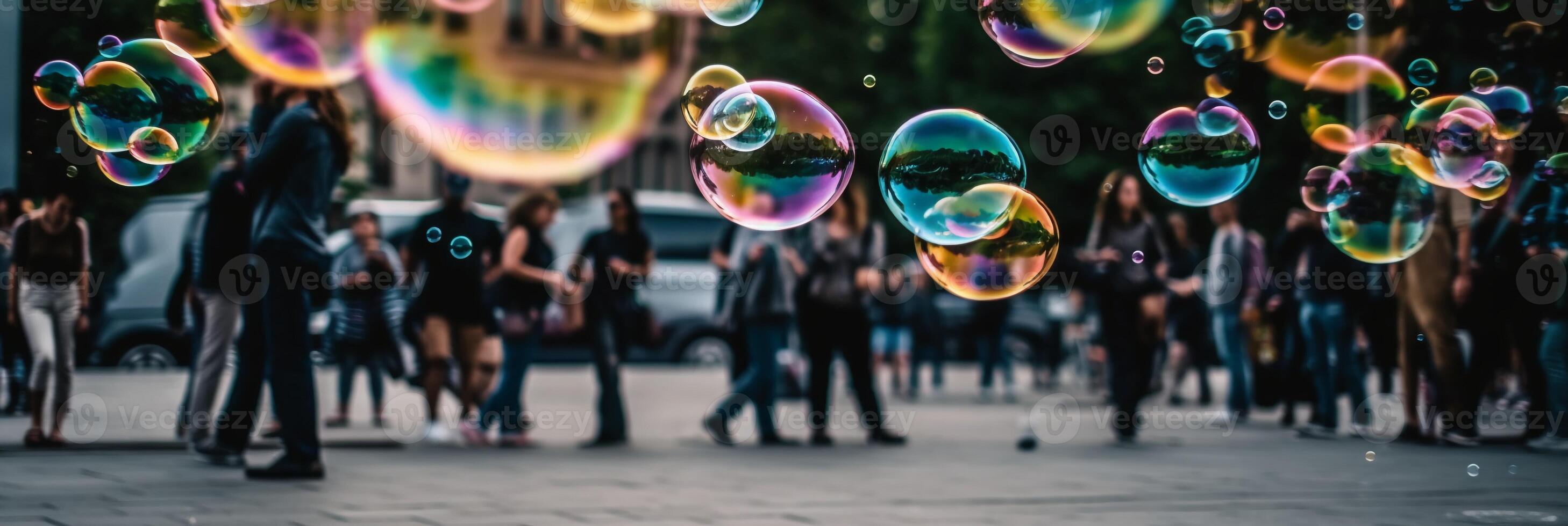 gigante bolhas borrado fundo. ai generativo foto